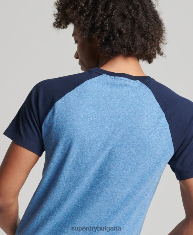 Superdry облекло N00H4924 син мъже бейзболна тениска от органичен памук
