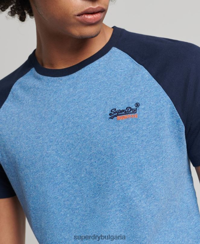 Superdry облекло N00H4924 син мъже бейзболна тениска от органичен памук