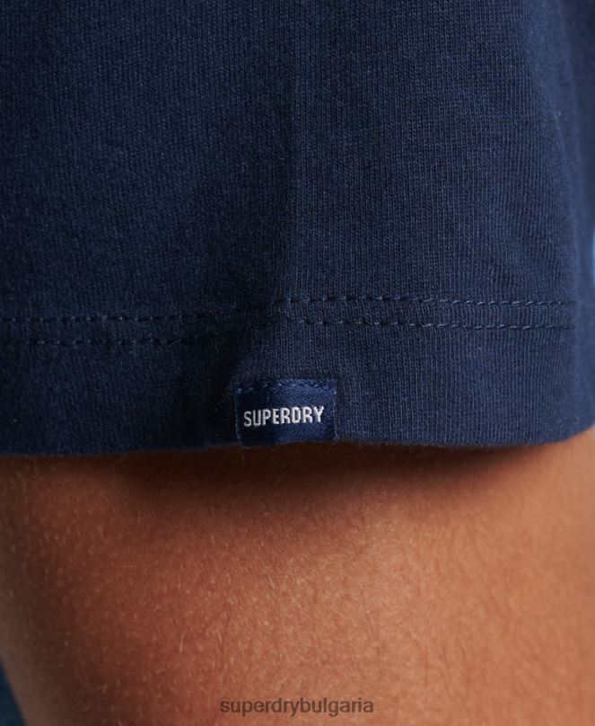 Superdry облекло N00H4924 син мъже бейзболна тениска от органичен памук