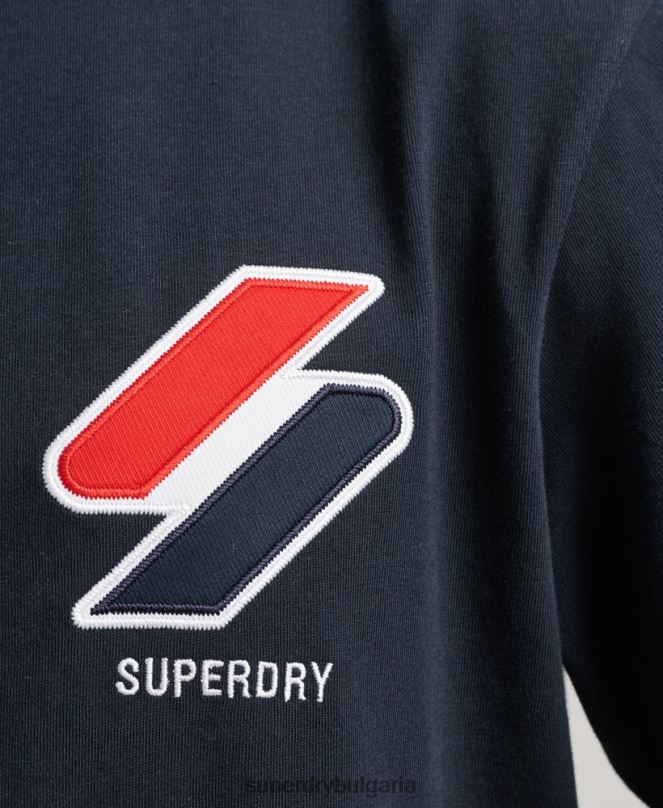 Superdry облекло N00H4926 военноморски флот мъже класическа тениска с апликации