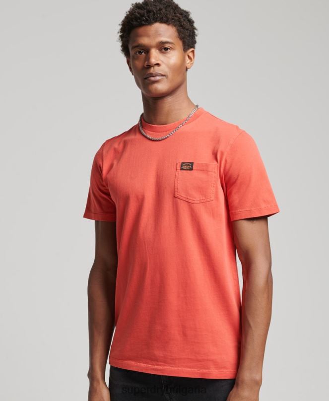Superdry облекло N00H4930 оранжево мъже тениска с джобове за работно облекло от органичен памук