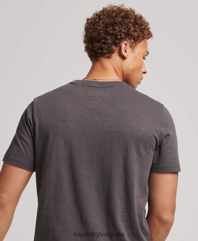 Superdry облекло N00H4932 тъмно сив мъже затъмнена тениска с рок графика