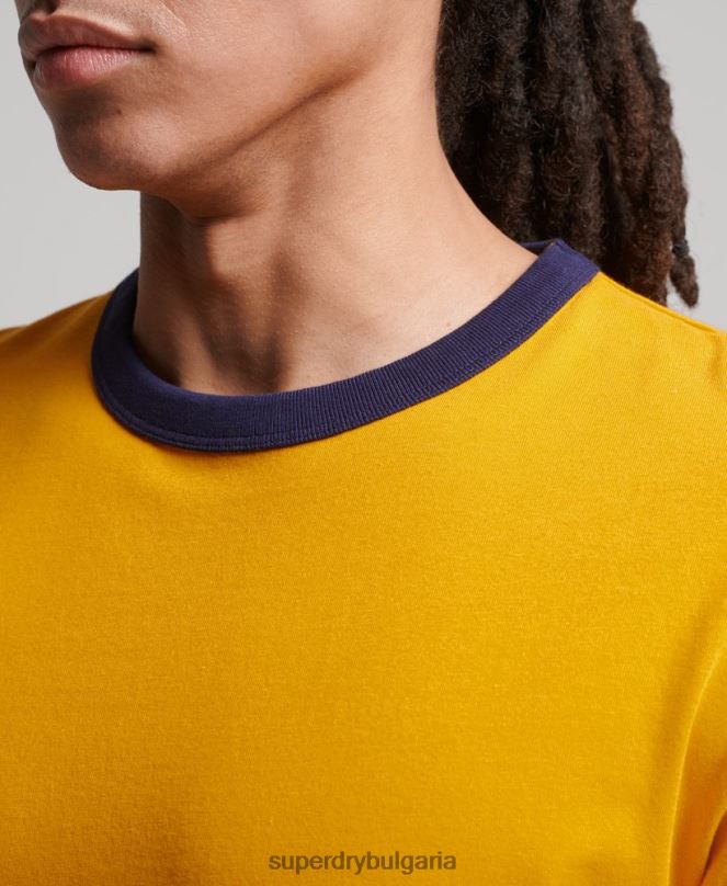 Superdry облекло N00H4933 злато мъже реколта от органичен памук спокойна тениска с звънене