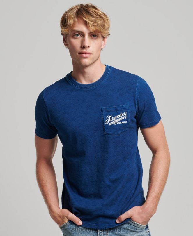 Superdry облекло N00H4940 тъмно синьо мъже ретро тениска със стенен знак
