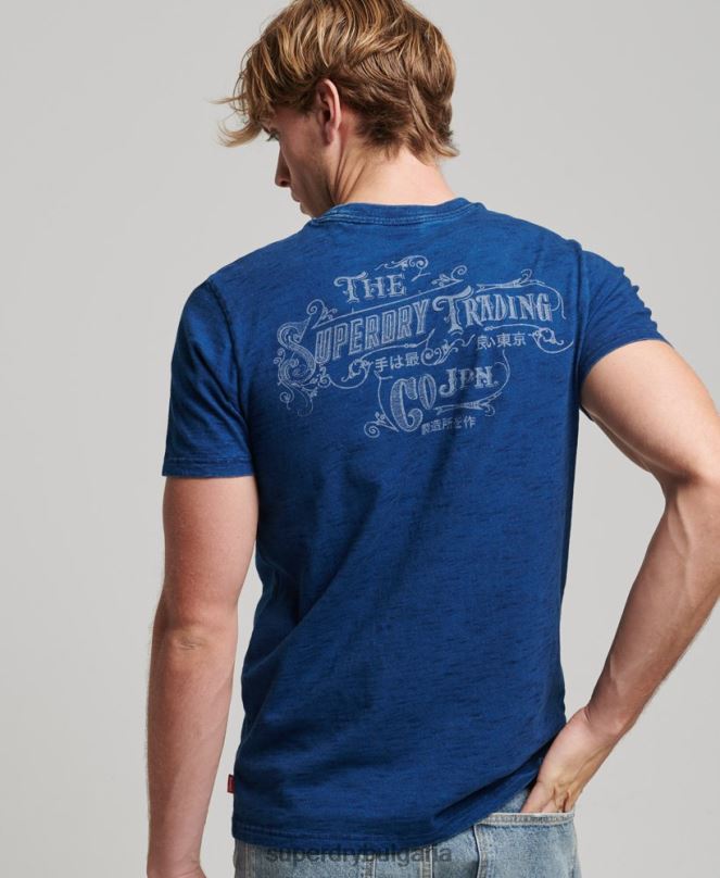 Superdry облекло N00H4940 тъмно синьо мъже ретро тениска със стенен знак