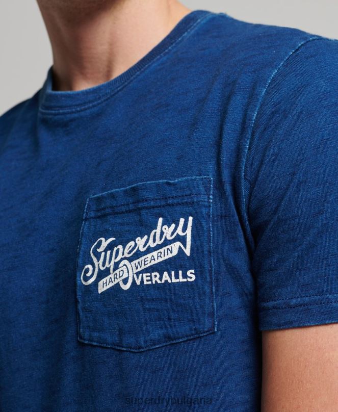 Superdry облекло N00H4940 тъмно синьо мъже ретро тениска със стенен знак