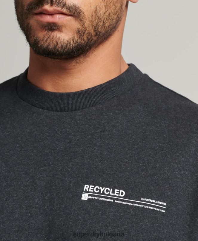Superdry облекло N00H4942 черен мъже рециклирана микро горна тениска