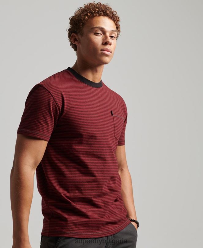 Superdry облекло N00H4944 червен мъже органична памучна тениска с джобове