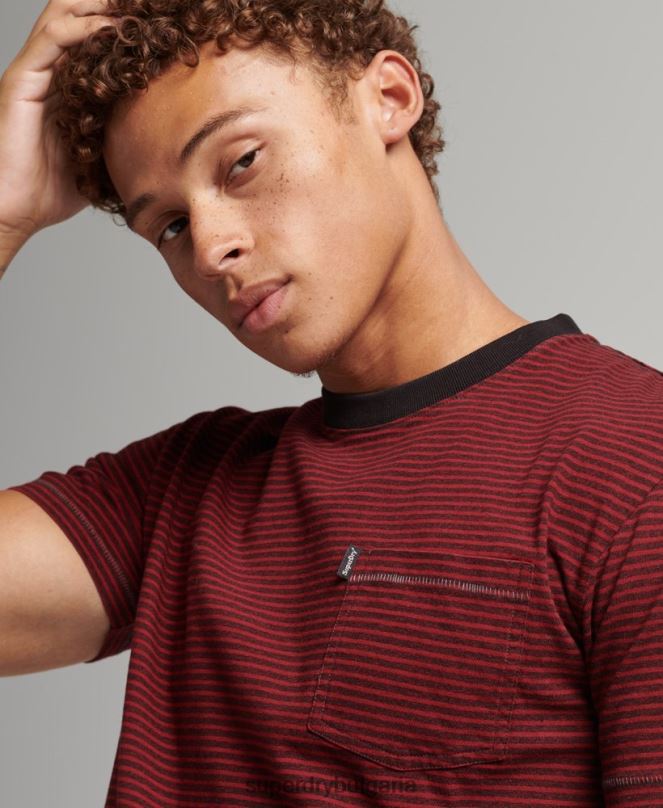 Superdry облекло N00H4944 червен мъже органична памучна тениска с джобове