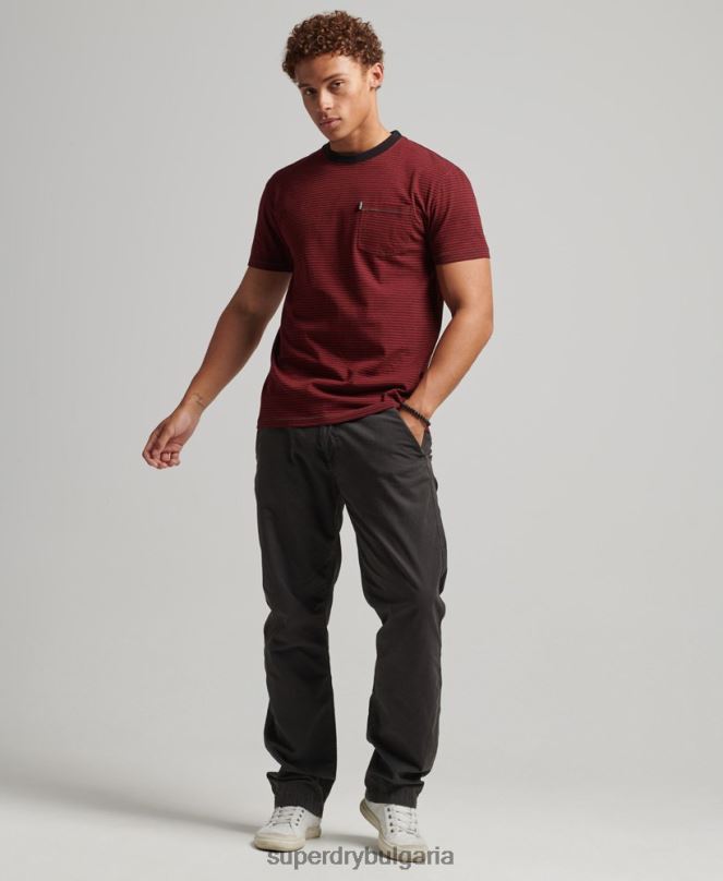 Superdry облекло N00H4944 червен мъже органична памучна тениска с джобове