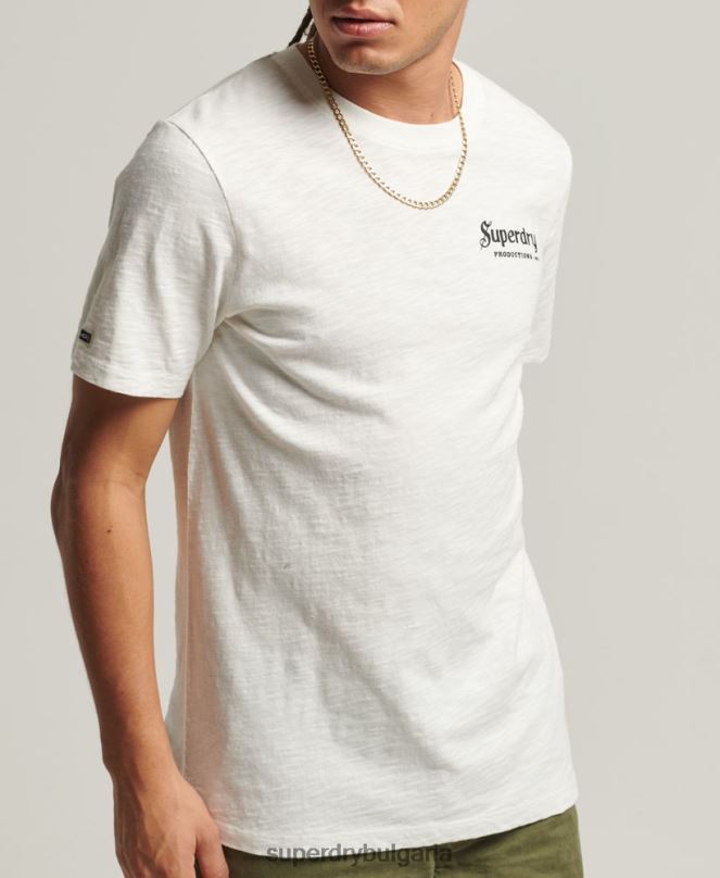 Superdry облекло N00H4949 сметана мъже тениска от магазин за ретро стоки