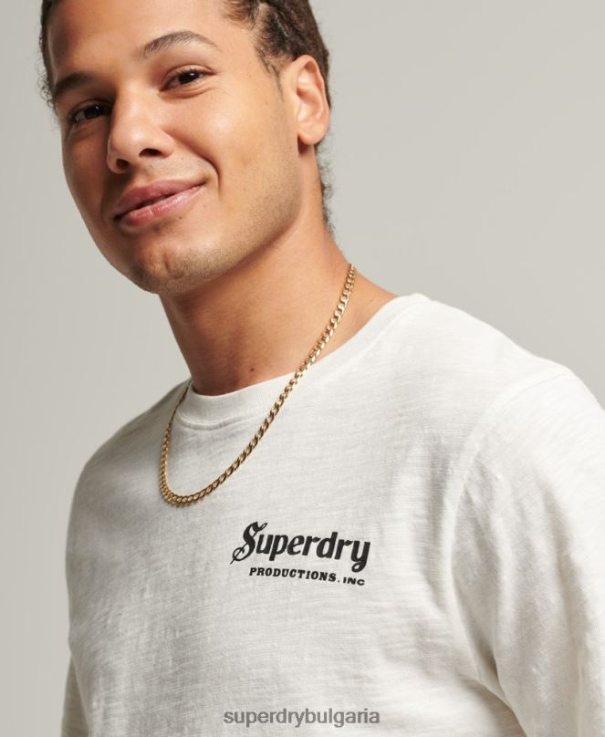 Superdry облекло N00H4949 сметана мъже тениска от магазин за ретро стоки