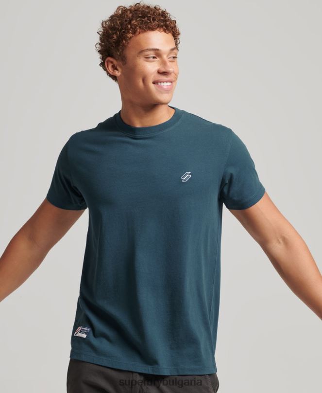 Superdry облекло N00H4951 тъмно синьо мъже свободна тениска с лого от органичен памук
