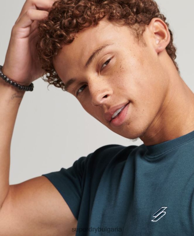 Superdry облекло N00H4951 тъмно синьо мъже свободна тениска с лого от органичен памук
