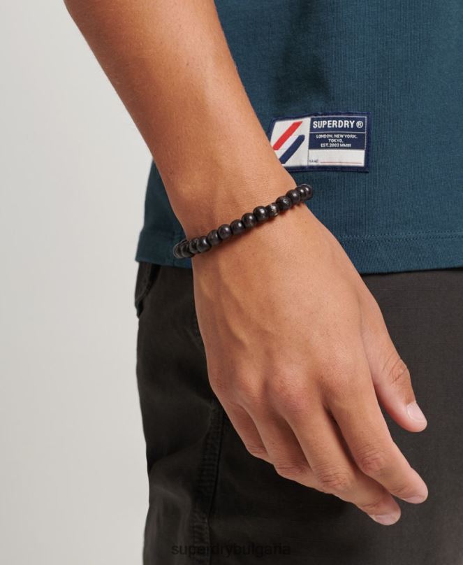 Superdry облекло N00H4951 тъмно синьо мъже свободна тениска с лого от органичен памук