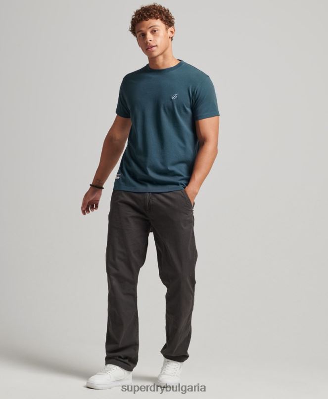 Superdry облекло N00H4951 тъмно синьо мъже свободна тениска с лого от органичен памук