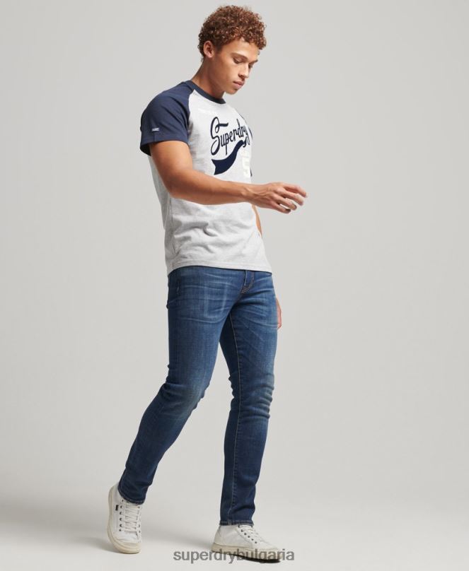 Superdry облекло N00H4954 военноморски флот мъже тениска на колеж със сценарий