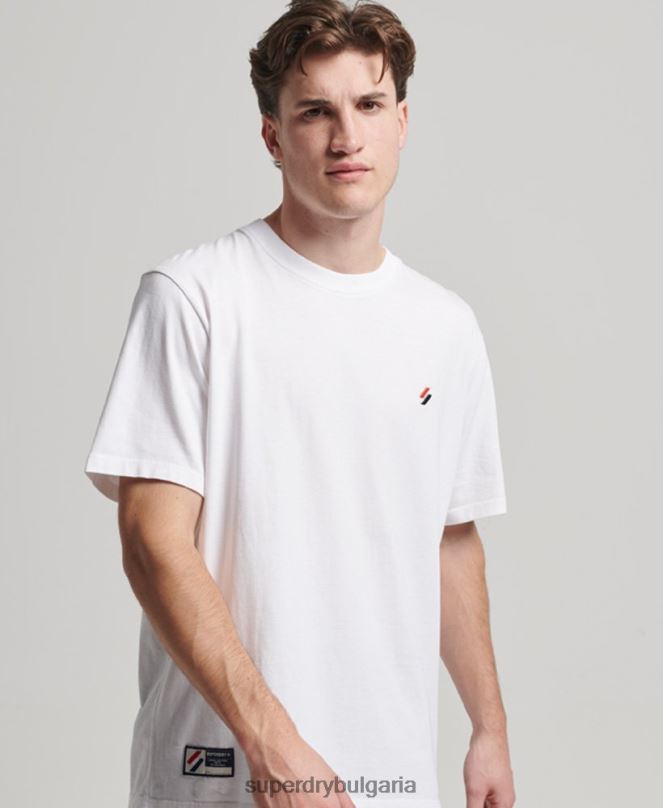 Superdry облекло N00H4955 бяло мъже свободна тениска с лого от органичен памук