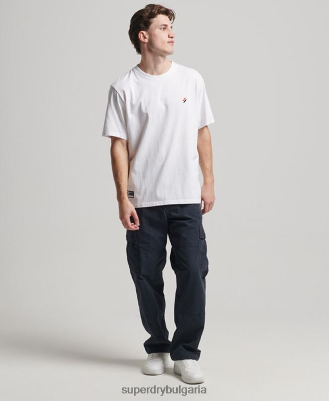Superdry облекло N00H4955 бяло мъже свободна тениска с лого от органичен памук