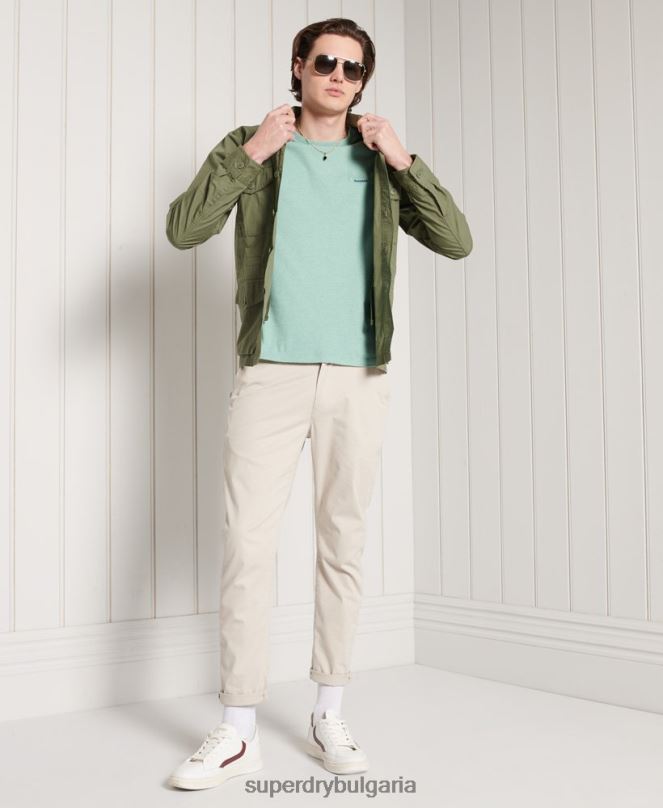Superdry облекло N00H4959 тюркоаз мъже ретро бродирана тениска от органичен памук