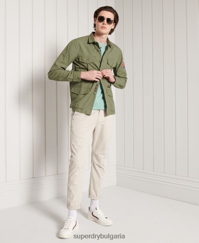 Superdry облекло N00H4959 тюркоаз мъже ретро бродирана тениска от органичен памук