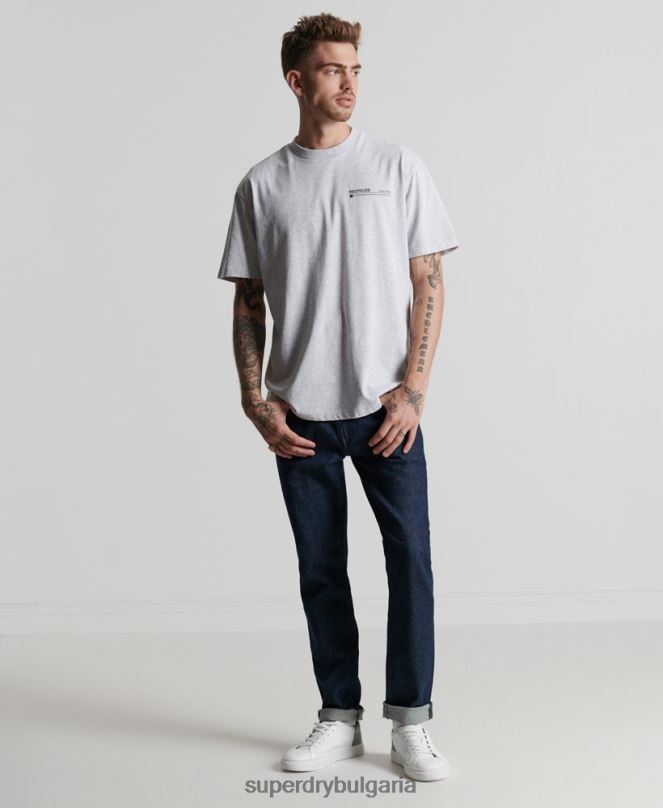 Superdry облекло N00H4960 светло сив мъже рециклирана микро горна тениска