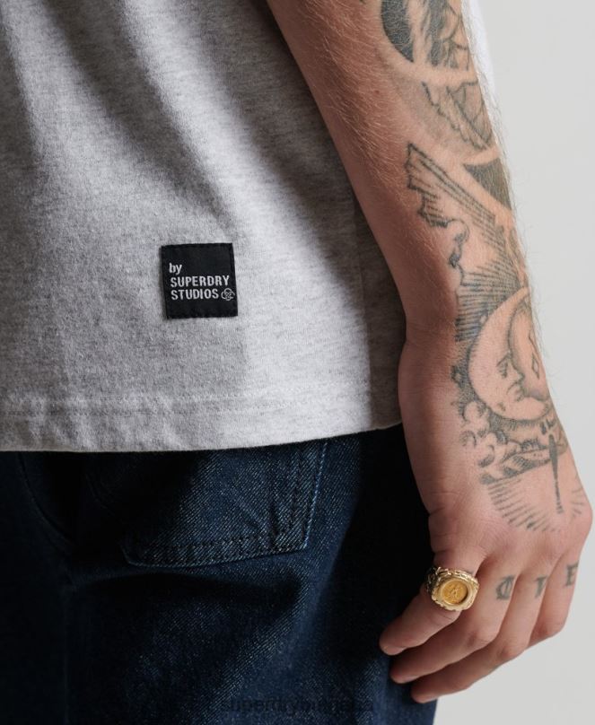 Superdry облекло N00H4960 светло сив мъже рециклирана микро горна тениска