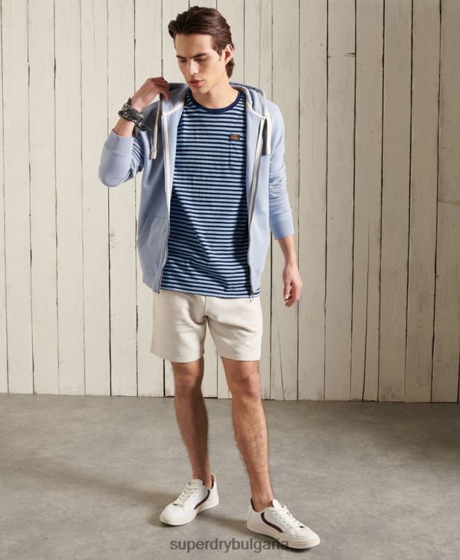 Superdry облекло N00H4963 син мъже бохо индиго тениска от органичен памук