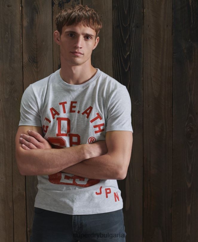 Superdry облекло N00H4966 светло сив мъже класическа тениска за лека атлетика