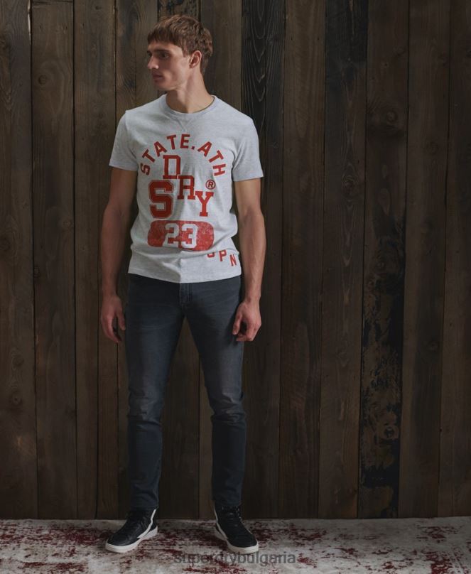 Superdry облекло N00H4966 светло сив мъже класическа тениска за лека атлетика