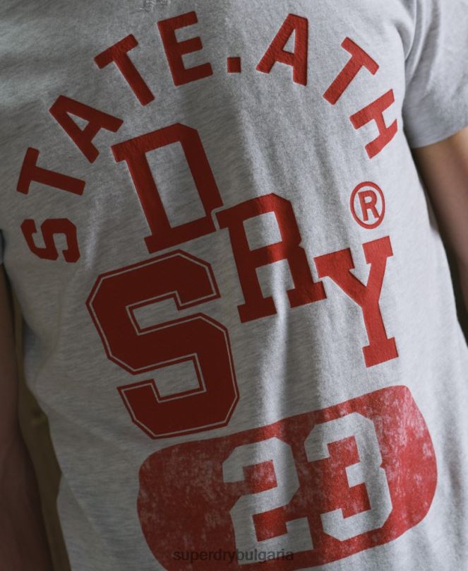 Superdry облекло N00H4966 светло сив мъже класическа тениска за лека атлетика