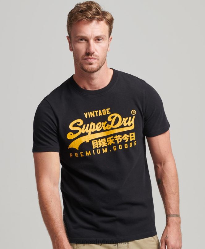 Superdry облекло N00H4967 черен мъже старинна тениска с лого наследство