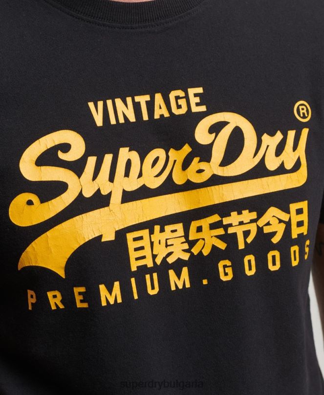 Superdry облекло N00H4967 черен мъже старинна тениска с лого наследство
