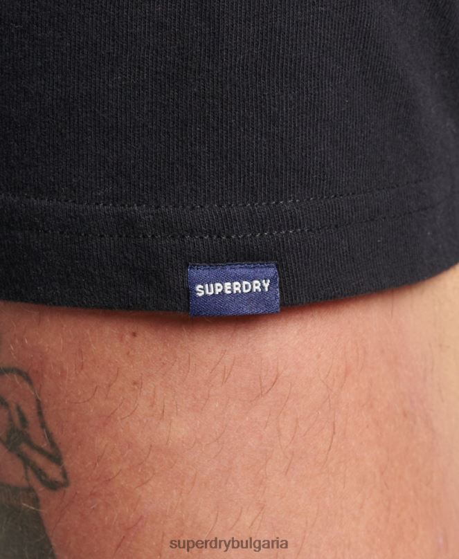 Superdry облекло N00H4967 черен мъже старинна тениска с лого наследство