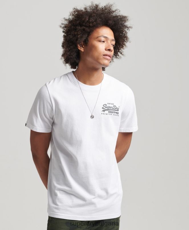 Superdry облекло N00H4968 бяло мъже старинна тениска с лого наследство