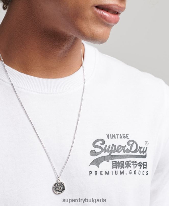 Superdry облекло N00H4968 бяло мъже старинна тениска с лого наследство