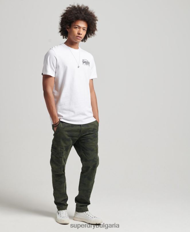 Superdry облекло N00H4968 бяло мъже старинна тениска с лого наследство