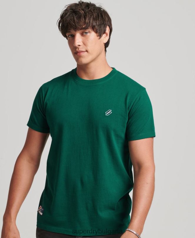 Superdry облекло N00H4969 зелено мъже свободна тениска с лого от органичен памук