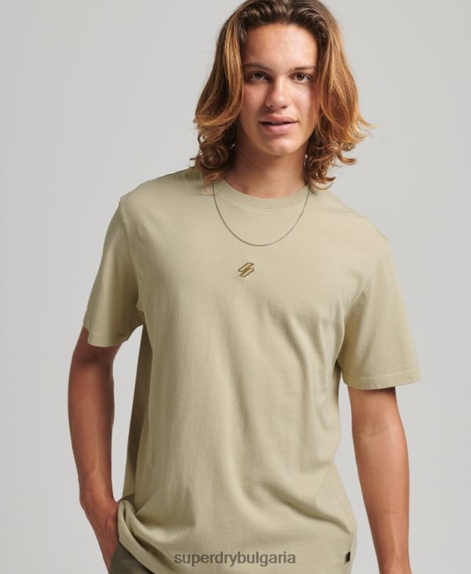 Superdry облекло N00H4970 бежово мъже широка тениска с лого на основното лого