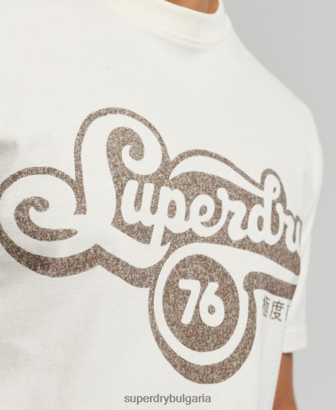 Superdry облекло N00H4971 сметана мъже тениска със сценарий за носталгия