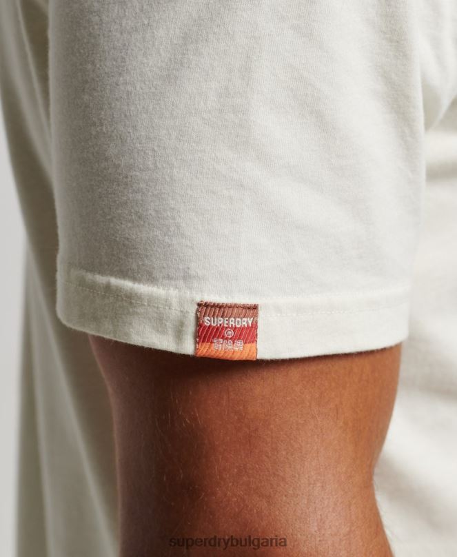 Superdry облекло N00H4971 сметана мъже тениска със сценарий за носталгия