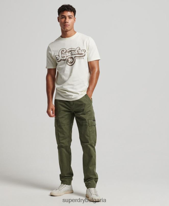 Superdry облекло N00H4971 сметана мъже тениска със сценарий за носталгия