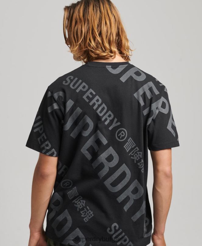 Superdry облекло N00H4973 черен мъже широка тениска с щампа върху логото