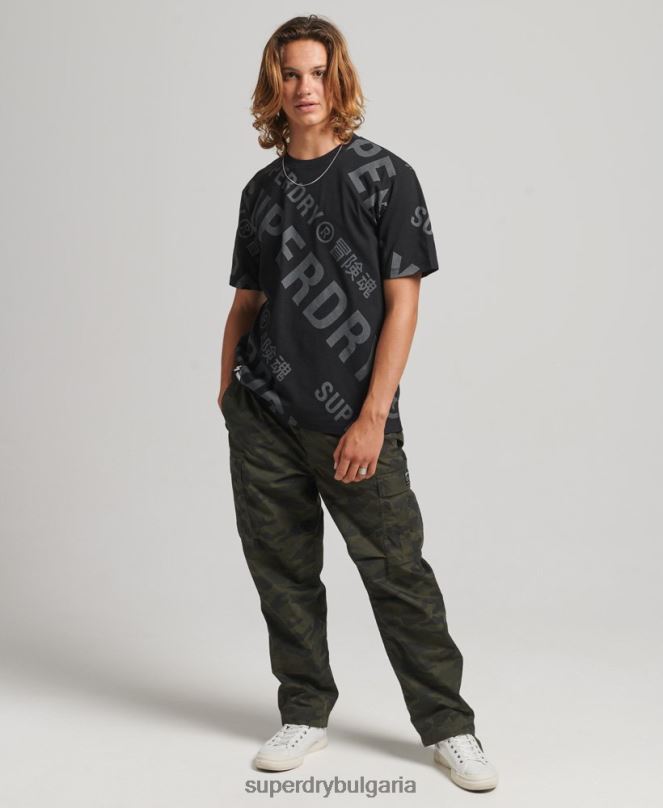 Superdry облекло N00H4973 черен мъже широка тениска с щампа върху логото