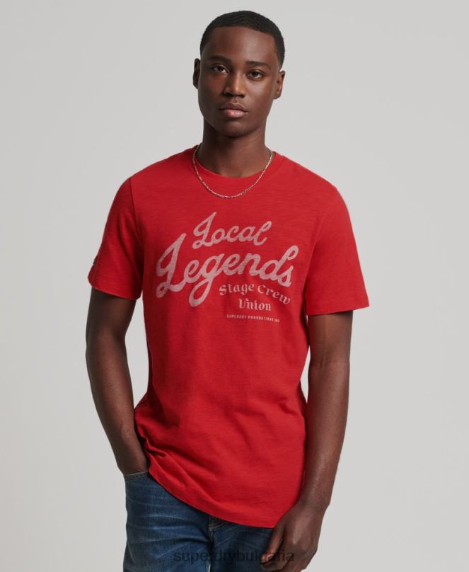 Superdry облекло N00H4976 червен мъже тениска от магазин за ретро стоки