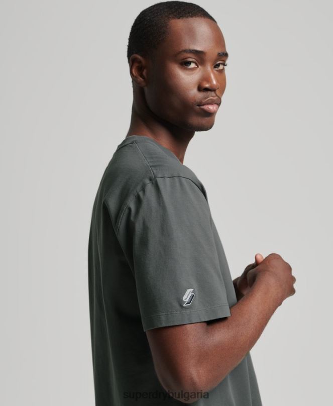 Superdry облекло N00H4977 зелено мъже линейна свободна тениска с основно лого