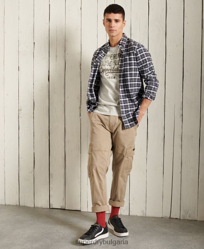 Superdry облекло N00H4982 светло сив мъже олекотена тениска с графики за работно облекло