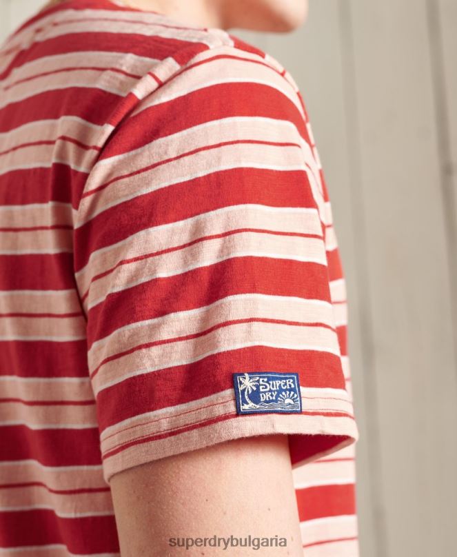 Superdry облекло N00H4983 червен мъже органичен памук cali surf спокойна тениска