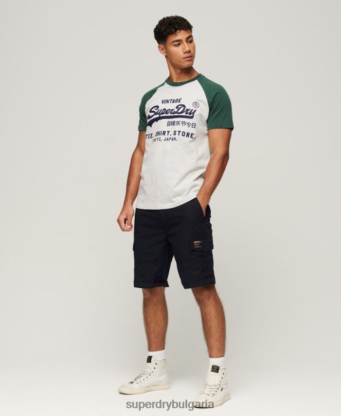 Superdry облекло N00H51 зелено мъже тениска тип реглан с ретро лого