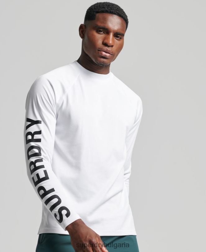 Superdry облекло N00H5361 бяло мъже влак макет деколте